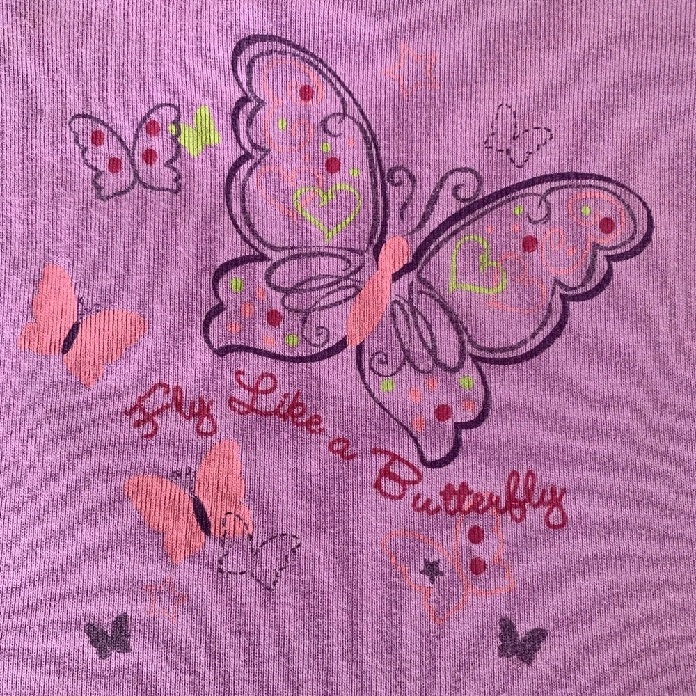 VTG Children’s Place Shirt Toddler Girls 24M Purple Butterfly Long Sleeves Snaps